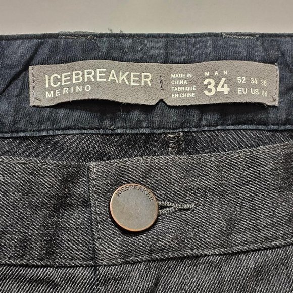 Men's Icebreaker Charcoal Grey Chino Pants - Size 34 - Picture 3 of 4